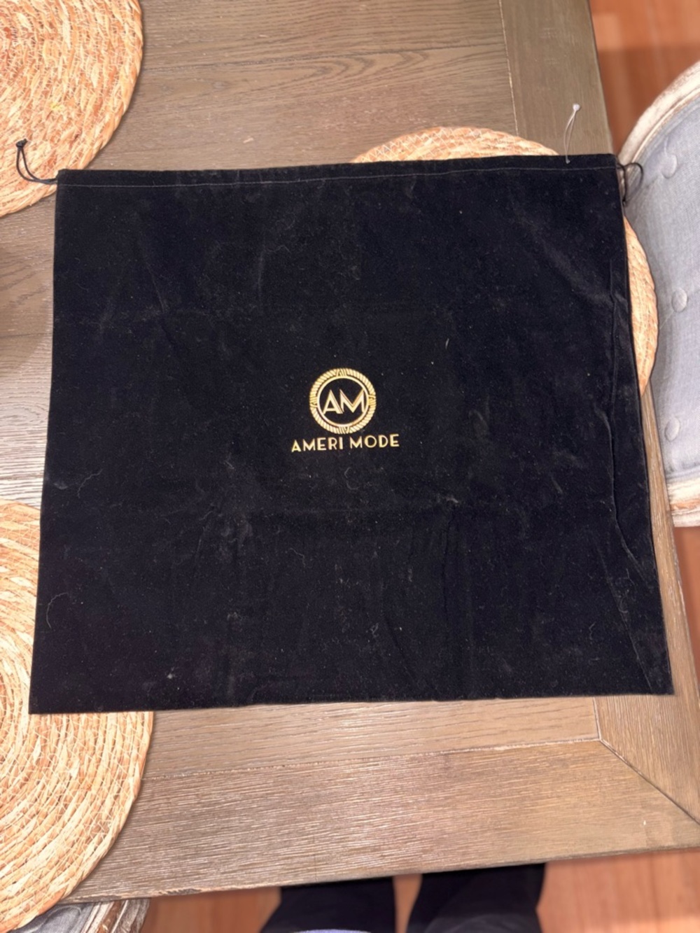 Velvet Dust Bag in Black with Gold Logo